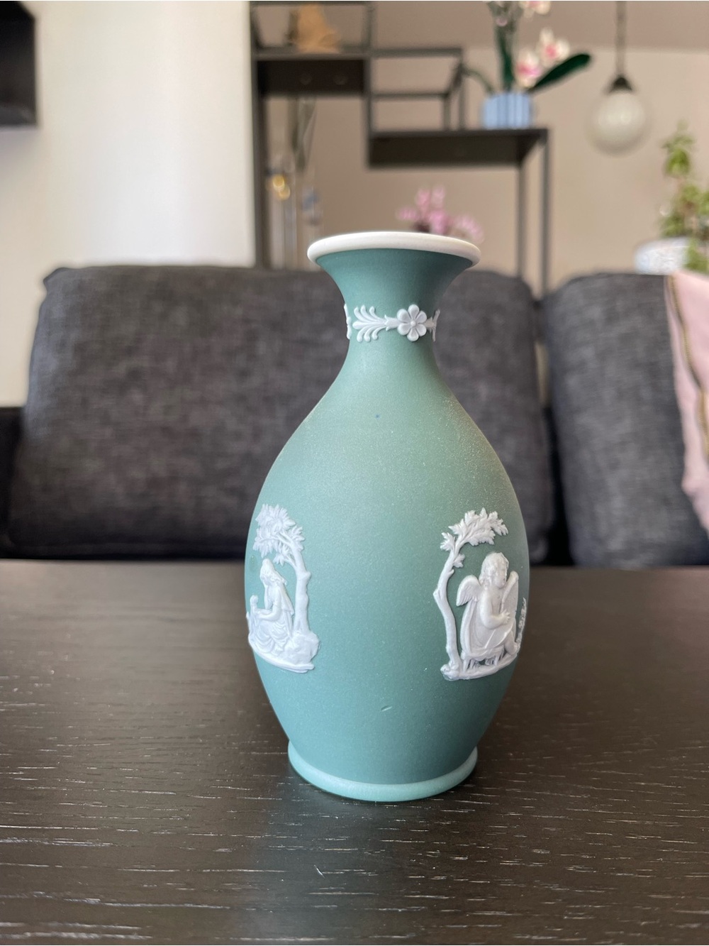 Wedgwood Matte Seafoam Green Decorative Jasperware-Style Vase